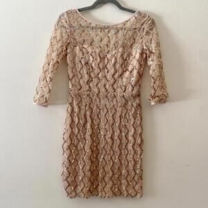 LULUS champagne sequin 3/4 length mini dress